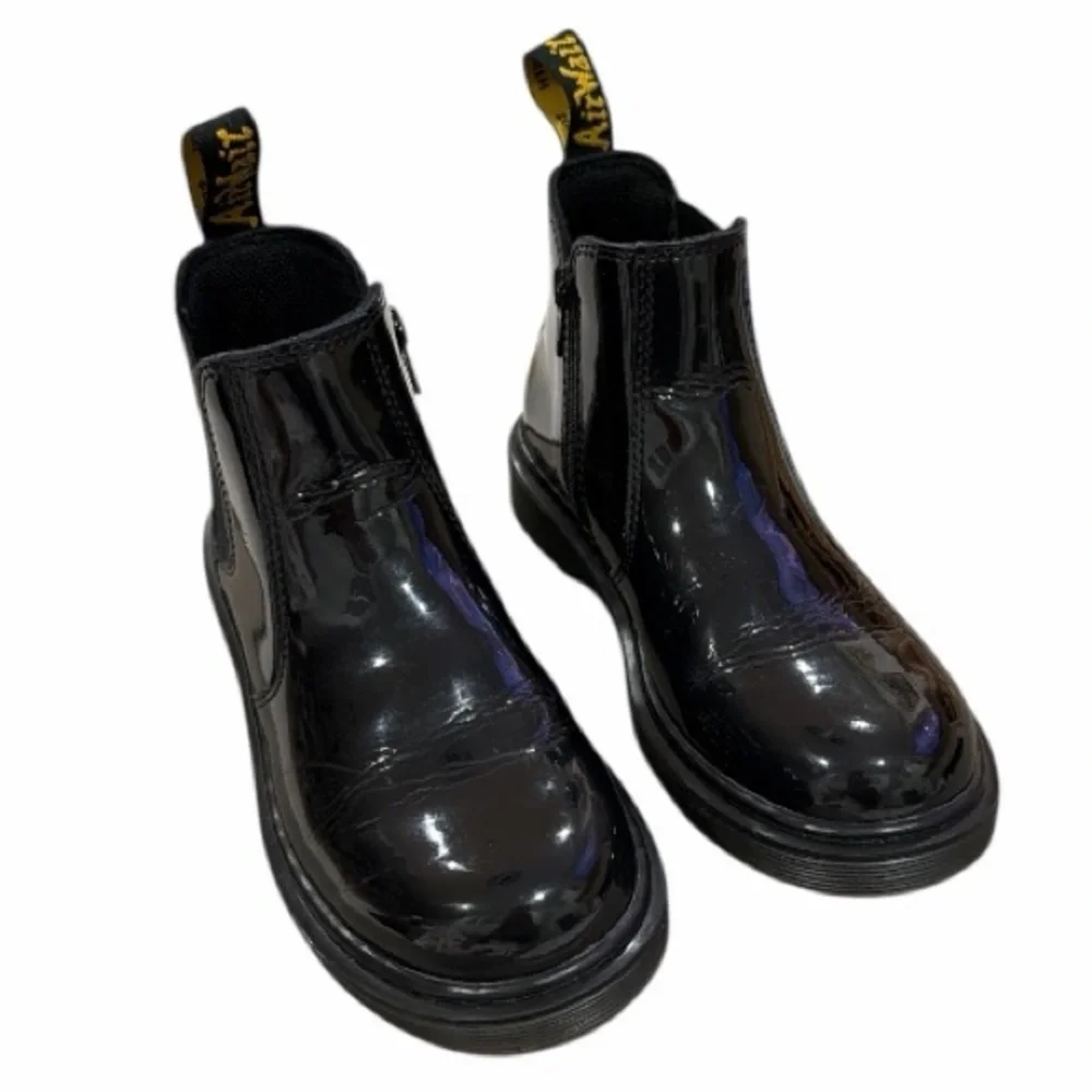 Dr. Martens 2976 JUNIOR Kids Patent Leather Chelsea Boots Black US 3